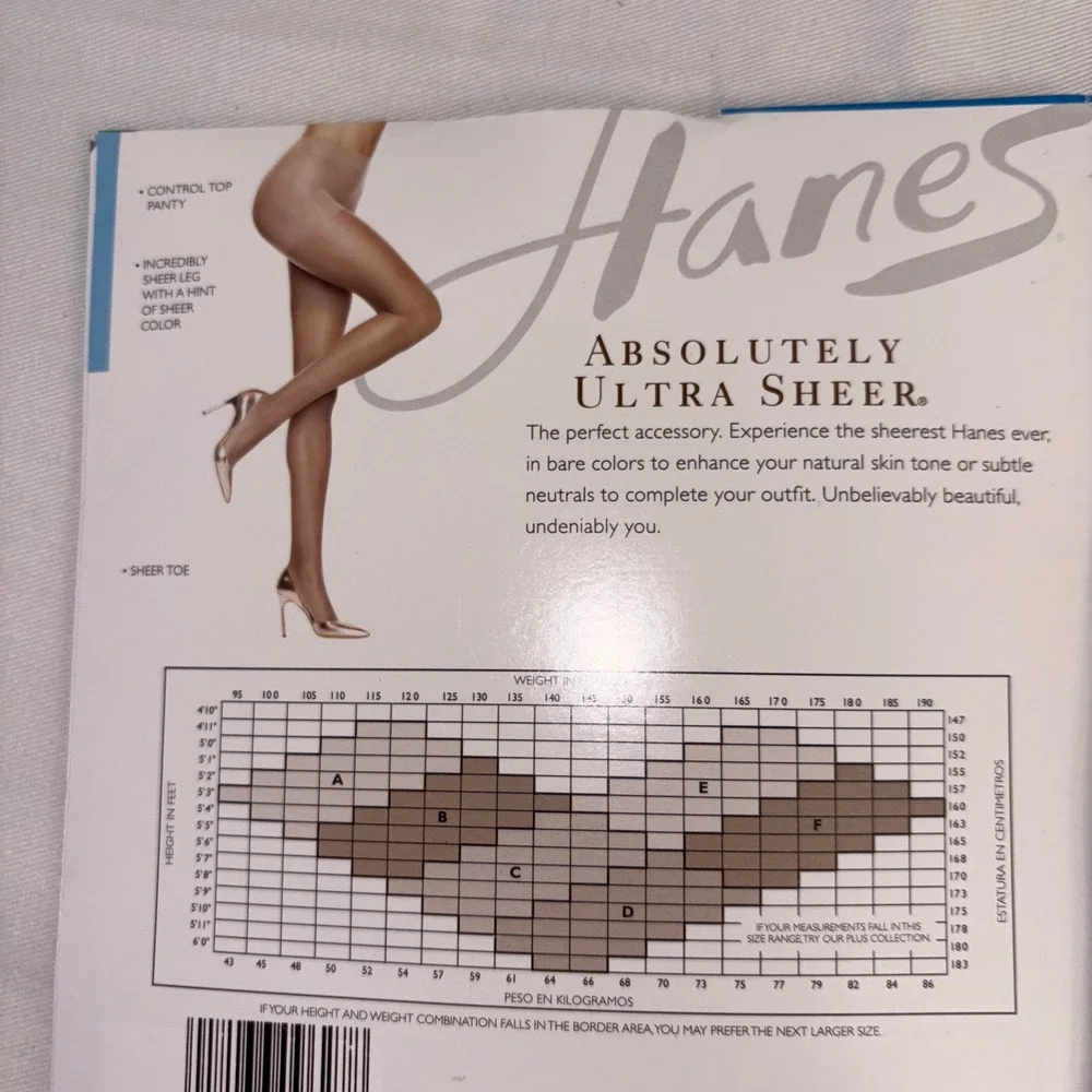 Hanes Absolutely Ultra Sheer Control Top Pantyhose Tights Gentle Brown‎ Size F